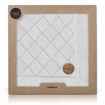 CebaBaby pleds adīts rombos - rakstains 90x90, pelēks