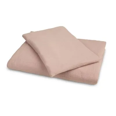 Sensillo 2 daļu muslīna gultas veļas komplekts, Rozā