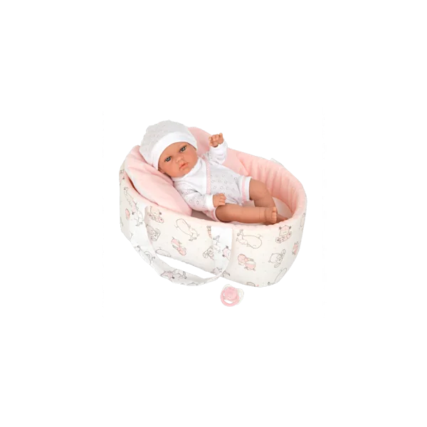 Arias kūdikėlis nešyklėje su gyvūnėliais, mergaitė, 30 cm. 2M+