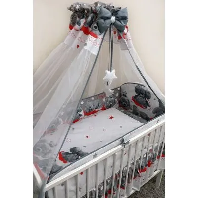 Ankras 6 daļu gultas veļas komplekts "Funny bear" Pelēks