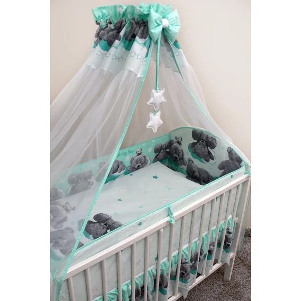 Ankras 6 daļas gultas veļas komplekts "Funny bear" Turkus