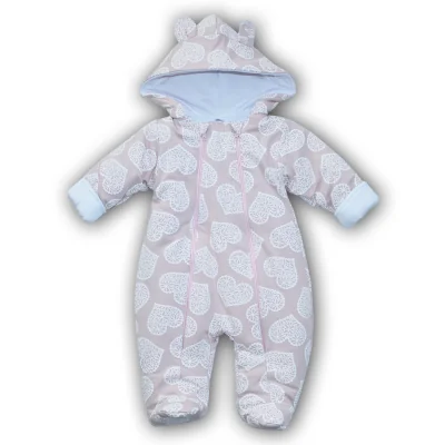 Pašiltintas kombinezonas kūdikiams, Širdelės marga, 62 cm.