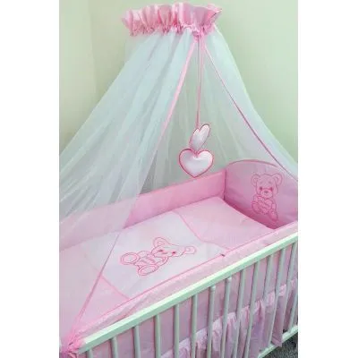 Ankras 6 daļu gultas veļas komplekts, Laimīgs lācis, rozā