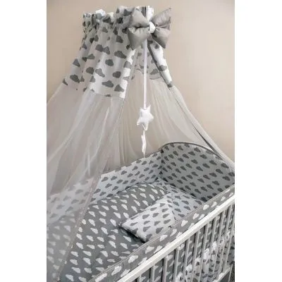 Ankras 6 daļu gultas veļas komplekts "Mākoņi" pelēks