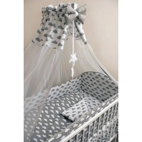 Ankras 6 dalių patalynės komplektas "Debesėliai" pilka