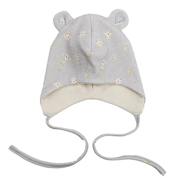 Lorita dubultā cepurīte ar ausīm, kokvilna, Pelēka, 44 cm.