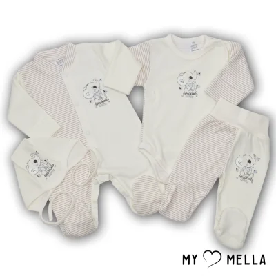 Jaundzimušā komplekts četrās daļās "Smaidi", dzeltenīgs, 56 cm.