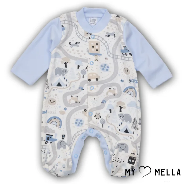 Kombinezons ar garām piedurknēm "Pilsēta", gaiši zils, 56, 62cm.