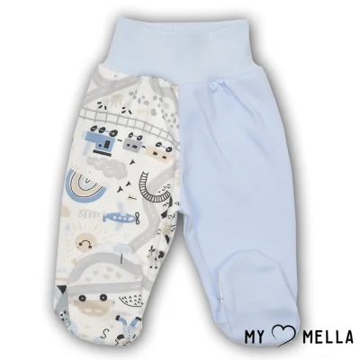 Bikses ar pēdiņām zīdaiņiem "Pilsēta", gaiši zilas, 56, 62 cm.