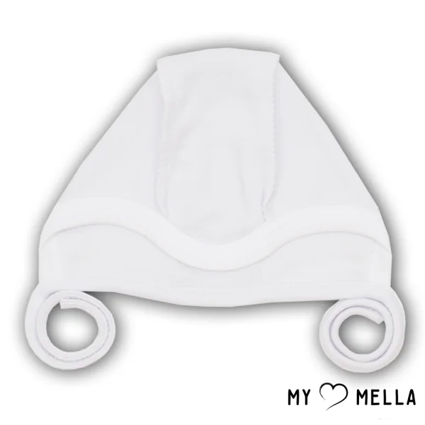 Kepurytė išvirkščiomis siūlėmis, medvilnė, balta, 56 cm.