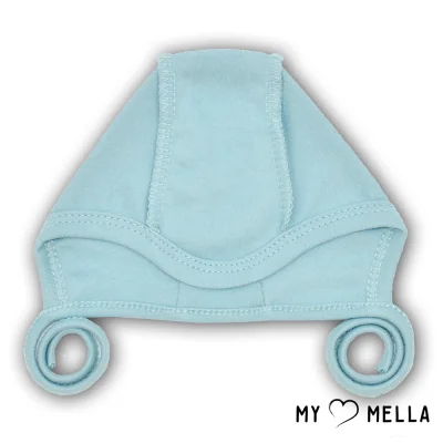 Cepure ar kreiso puses šuvēm, kokvilna, gaiši zila, 56 cm.