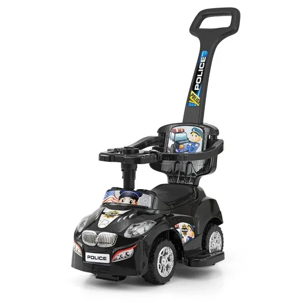 Milly Mally stumjama mašīnīte ar stumšanas rokturi Happy, Melna