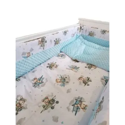 Ankras 6 daļu gultas veļas komplekts "Pilots Minky" Zilā