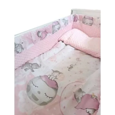 Ankras 6 daļu gultas veļas komplekts "Lācītis Minky" Rozā