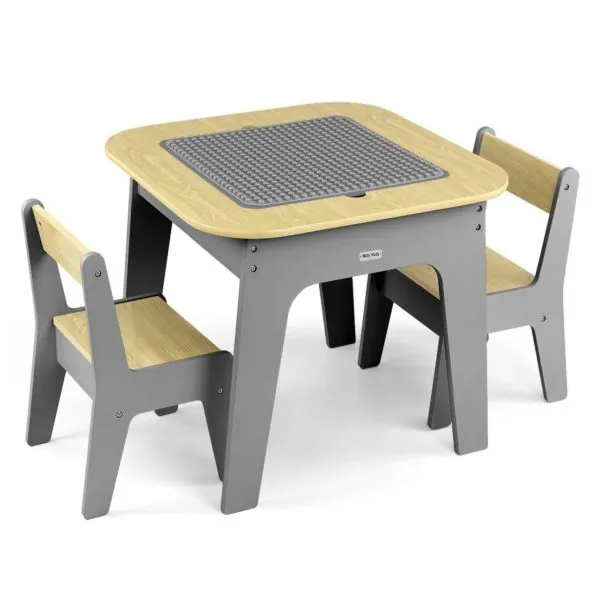 Milly Mally vaikiškų baldų komplektas Olaf -Stalas ir dvi kėdės, Grey Dark Grey