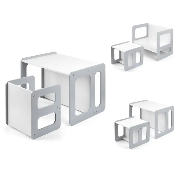 Milly Mally daugiafunkcinis stalo ir kėdutės komplektas Stella 3in1, Grey