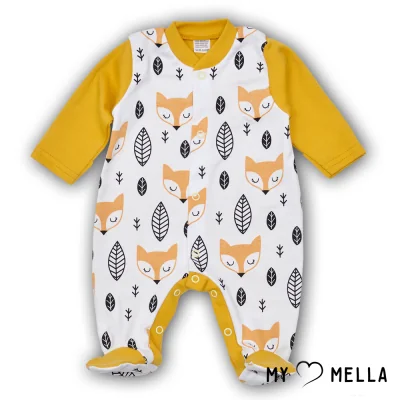 Kombinezons ar garām piedurknēm "Lapsa", sinepju krāsā, 56, 62