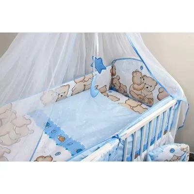 Ankras 360 cm. aizsargājošs pārklājs gultiņai "Lācīši", Zils