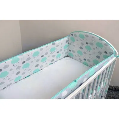 Ankras 360 CM. aizsargmaliņas gultiņai "Mākoņi", Piparmētru