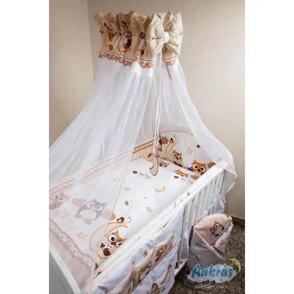 Ankras 6 daļu gultas veļas komplekts "Pūces" Brūns