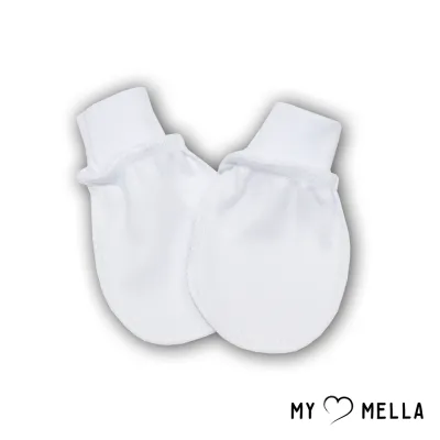 Jaundzimušā cimdiņi ar izšūtām šuvēm, Balta