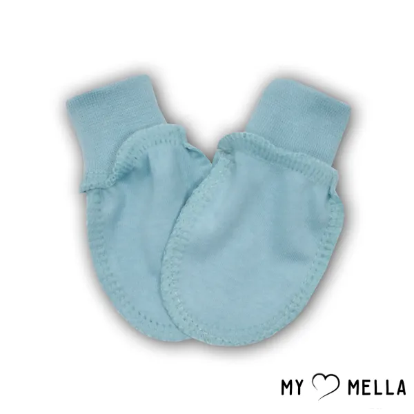 Jaundzimušā cimdiņi ar izšūtām vīlēm, Zils