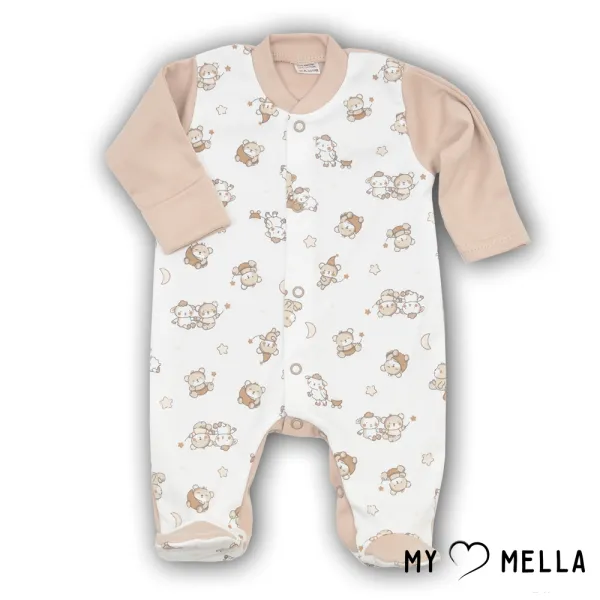 Šliaužtinukas ilgomis rankovėmis "Žvėreliai", rusva, 56, 62cm.