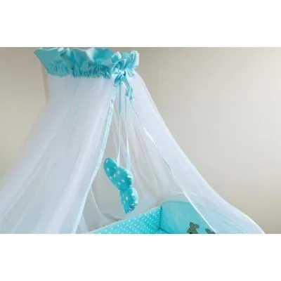 Ankras tiulinė lovytės aizkars/baldahīns Rabbit, Tirkīza