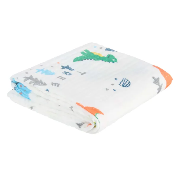 Akuku muslininis pledukas 110x105 cm. Dinozaurai, A0685
