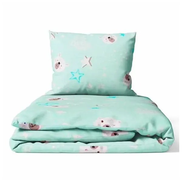 135/100 cm. Ankras 2 daļu gultas veļas komplekts "Lācītis", piparmētru krāsā