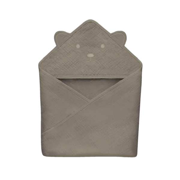 Lionelo muslīna dvielis ar kapuci 80x80 cm, smilškrāsas kapučīno