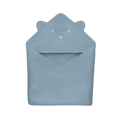 Lionelo muslīna dvielis ar kapuci 80x80 cm, pelēkas debesis