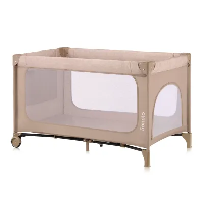 Lionelo Jasmin Easy Fold dviejų aukštų maniežas, beige sand