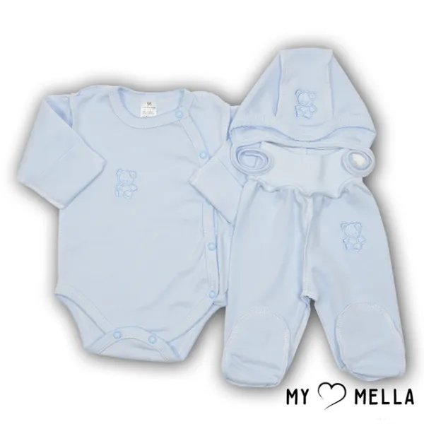 Jaundzimušā komplekts trīsdaļīgs, zilgans, 56 cm.