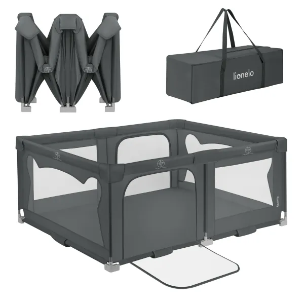 Lionelo žaidimų maniežas Florence Easy Fold, grey graphite