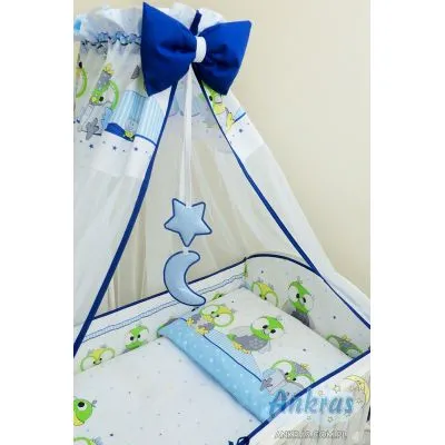 Ankras 6 daļu gultas veļas komplekts "Papagailis" - gaiši zils