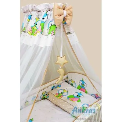 Ankras 6 daļu gultas veļas komplekts "Papagailis" - brūns