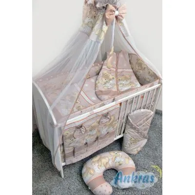 Ankras 6 daļu gultas veļas komplekts "Mika" brūns